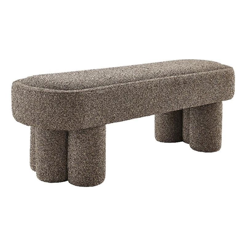 Modway Mossi 52-Inch Modern Oval Boucle Fabric Bench in Marble &ndash; Upholstered Accent Bench with Cylindrical Clover-Leg Base for Bedroom, Entryway, or Living Room image number 0