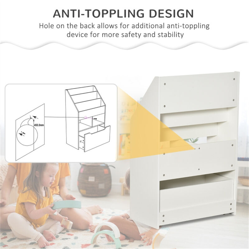 Kids Storage Cabinet with Bookshelf for Toys and Books Organization