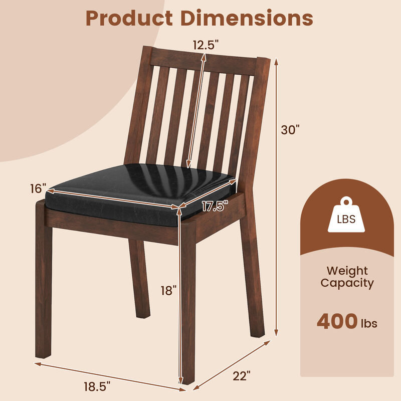 Set of 4 Padded Dining Chairs with PU Leather Upholstery and Wood Legs image number 2