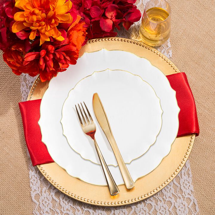 Clear with Gold Rim Round Lotus Plastic Wedding Value Set (60 Sets)