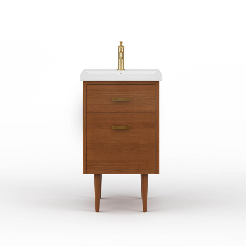 Brandy 20 In. Integrated Ceramic Sink Top Vanity in Honey Walnut