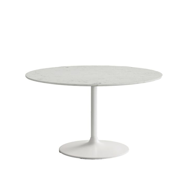Jofran Rowan 54 Modern Luxury Pedestal Round Marble Dining Table