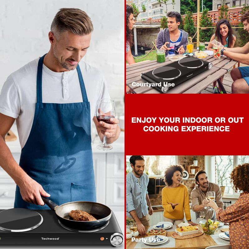 1800W Electric Hot Plate Cooktop with 2 Burners image number 5