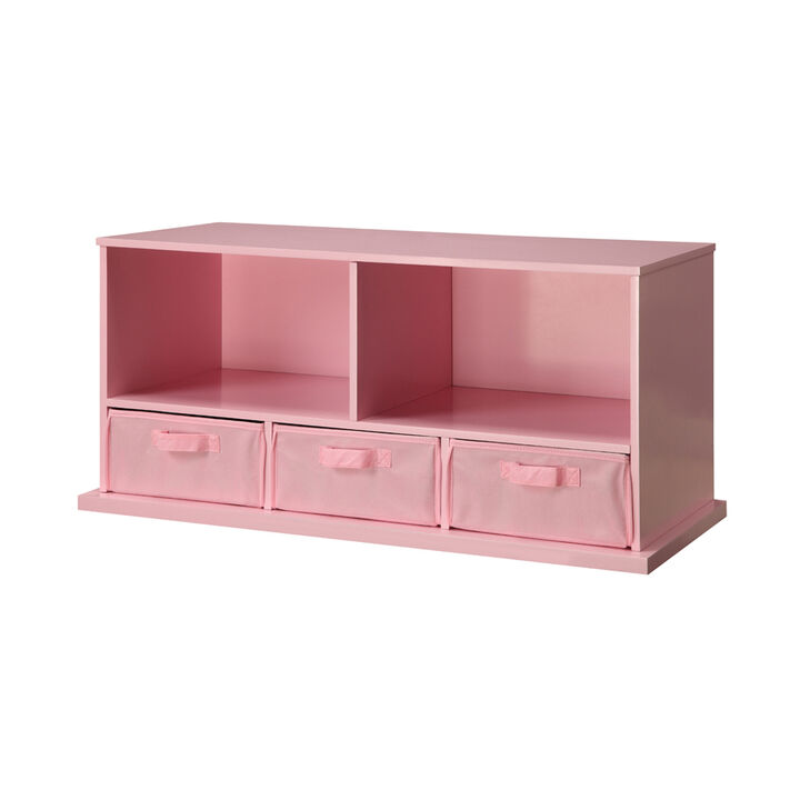 Badger Basket Co. Shelf Cubby Storage Bin Organizer with Three Baskets - Pink