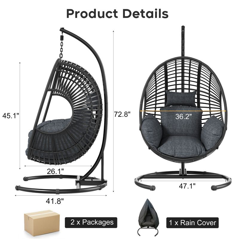 Hivvago 42 Inch Lounge Swing Chair with Protective Cover image number 2