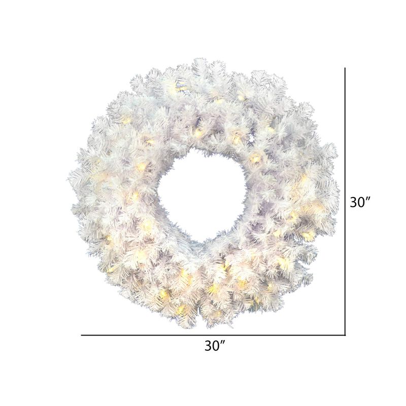 Vickerman 30" Crystal White Spruce Artificial Christmas Wreath, Warm White LED Mini Lights - Faux Spruce Christmas Wreath - Seasonal Indoor Home Decor image number 2