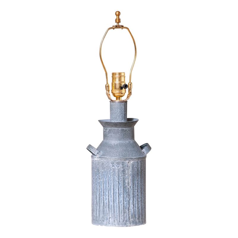 Irvins Country Tinware Milk Jug Lamp Base In Weathered Zinc image number 0