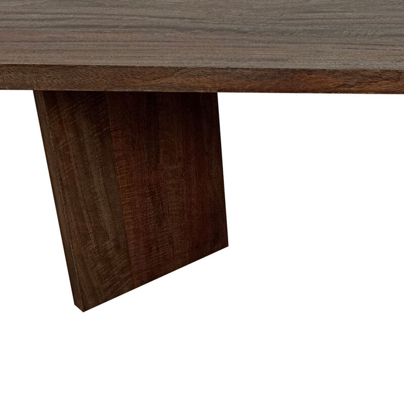 Anisa Coffee Table, 50 Inch Rectangular, Brown Solid Mango Wood Plank Style