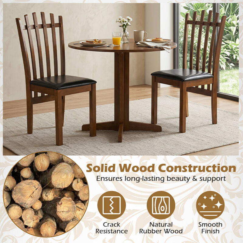 Wooden Dining Chair Set of 4 with Spindle Back and PU Leather Seats for Dining Area-Black image number 5