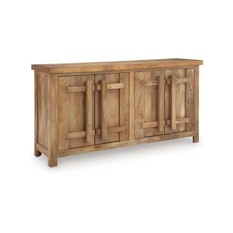 Sideboard Cabinet Console, 68 Inch Craftsman Style, Brown Mango Wood