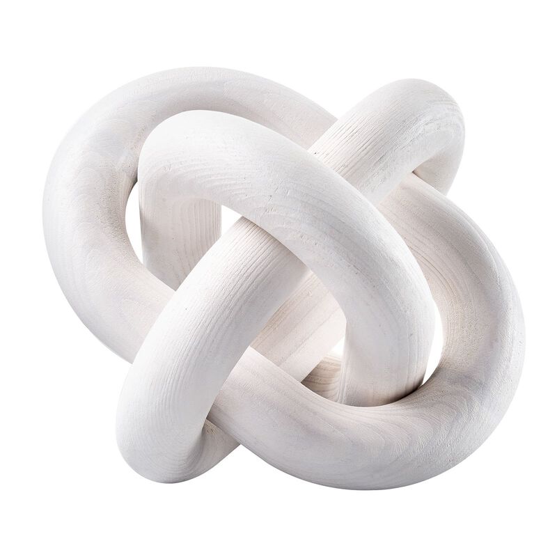 3 Link Wooden Chain Decor Hand Carved Coffee Table Shelf Accent White image number 0