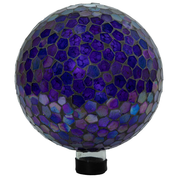 Sunnydaze Iridescent Purple Crackled Glass Mosaic Gazing Globe - 10 in