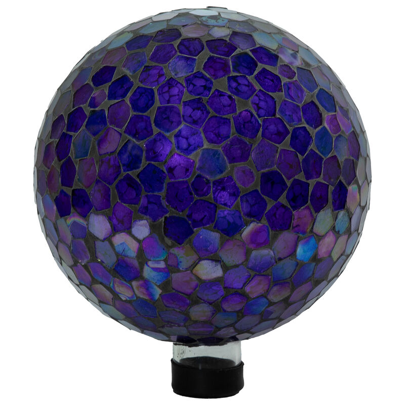 Sunnydaze Iridescent Purple Crackled Glass Mosaic Gazing Globe - 10 in image number 0