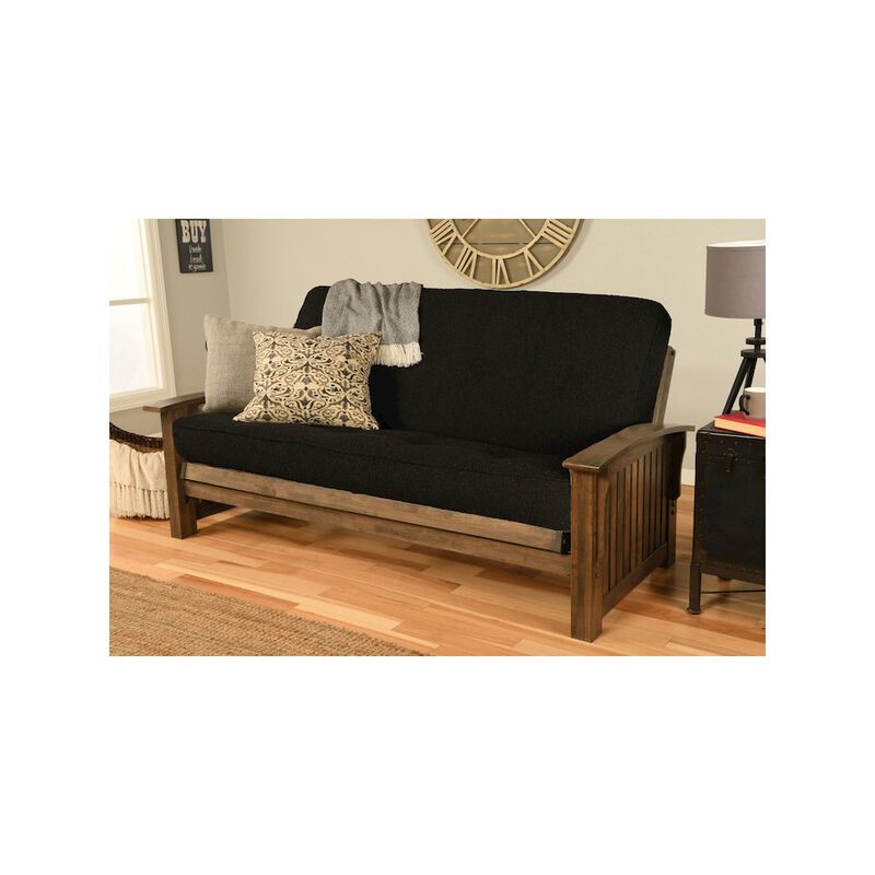 Washington Frame-Rustic Walnut Finish-Canton Black Mattress image number 3