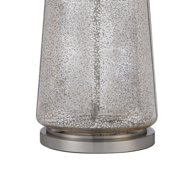 34 Inch Table Lamp Set of 2, White Shade, Glass Vase Shape and Metal Base - Benzara