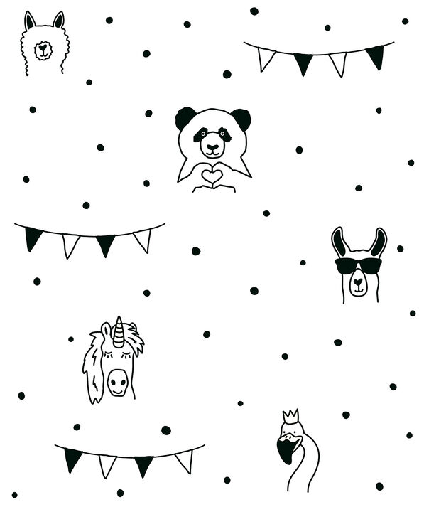 Orlow Black Llama Wallpaper