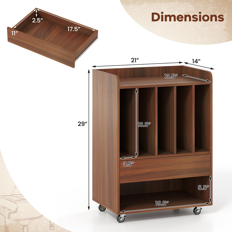 Turntable Stand with Drawer and Record Holder for Vinyl Storage image number 2