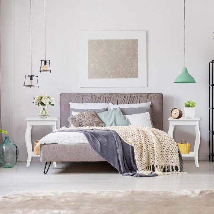 Hivvago Stylish Nightstand End Table in White Wood Finish - Set of 2