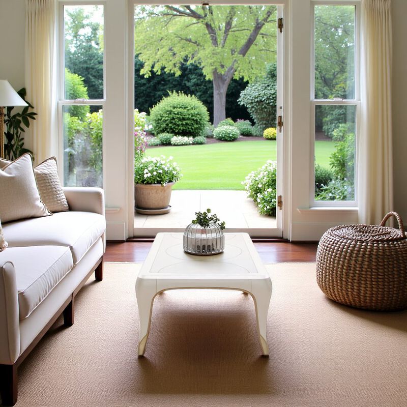 White and Wood Coffee Table &ndash; Rectangular Table for Living Room D&eacute;cor image number 3