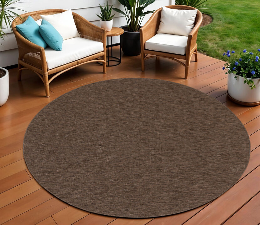 HomeRoots Round Geometric Indoor Outdoor Area Rug