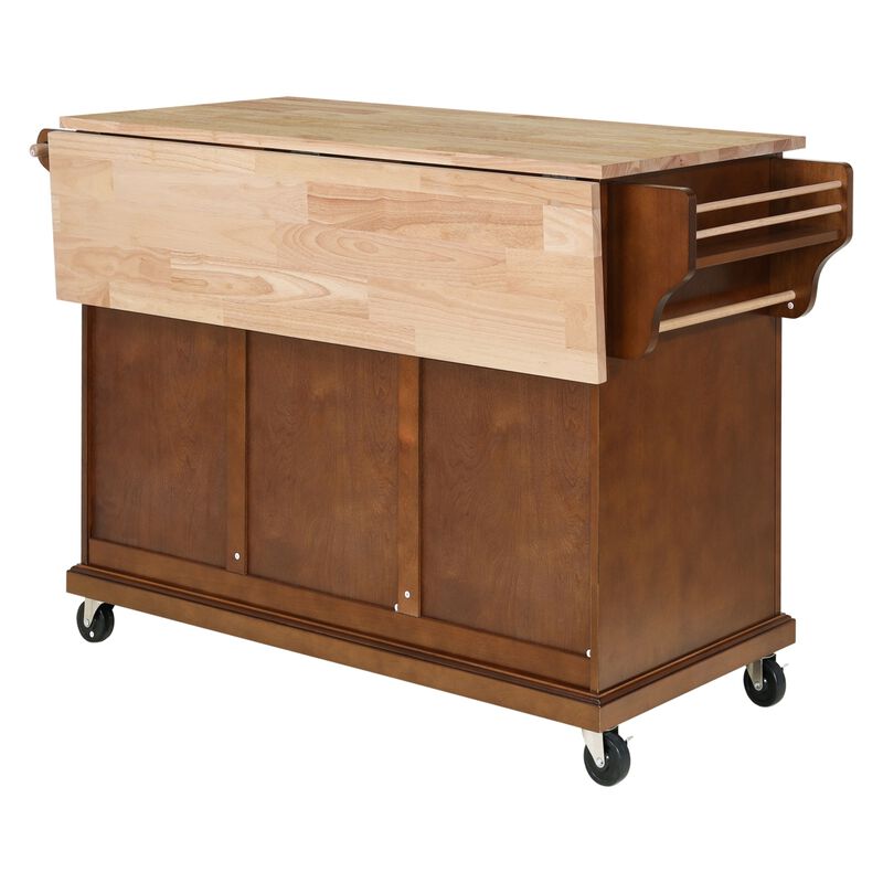 Cambridge Natural Wood Top Kitchen Island with Storage image number 4