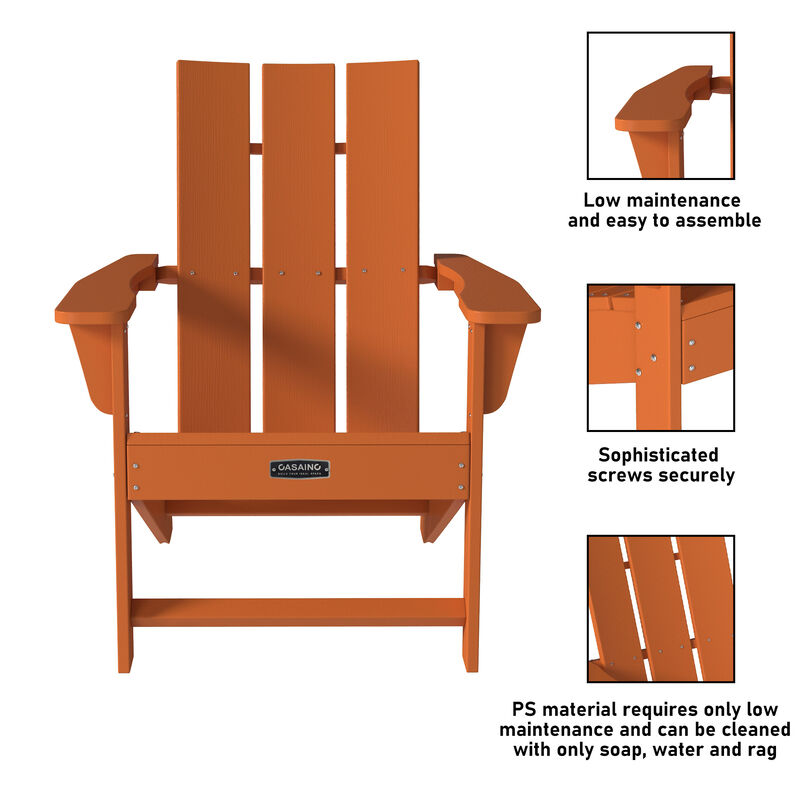 3 back panel design sense Outdoor Adirondack chair wood appearance material, widened armrests 4.7 inches, weight capacity of 380 pounds
