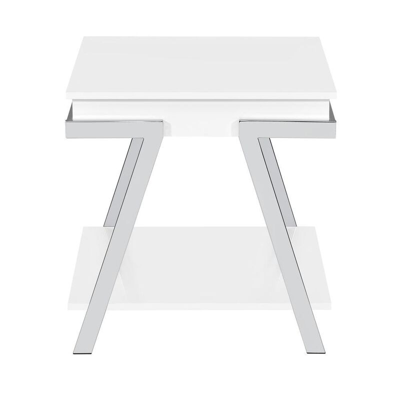 Zena White Square End Table