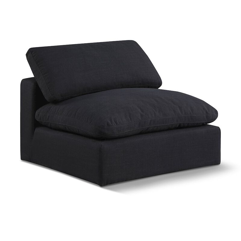 Meridian Furniture Comfy Black Linen Textured Fabric Modular Armless Chair