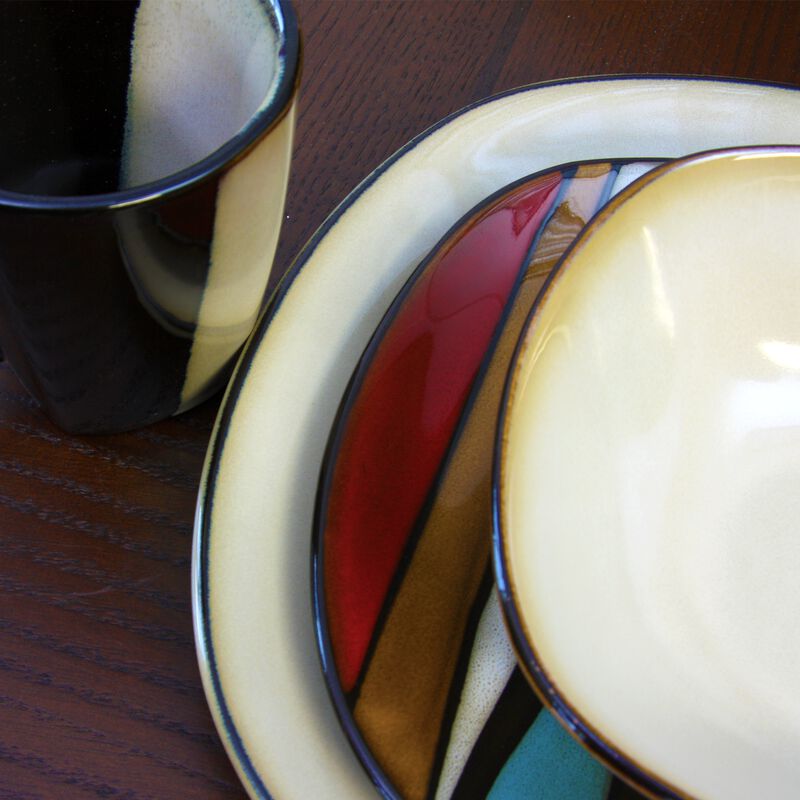 Gibson Elite Althea 16-Piece Stoneware Dinnerware Set, Red image number 2