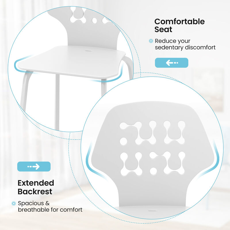 Set of 4 Metal Dining Chair with Hollowed Backrest and Metal Legs