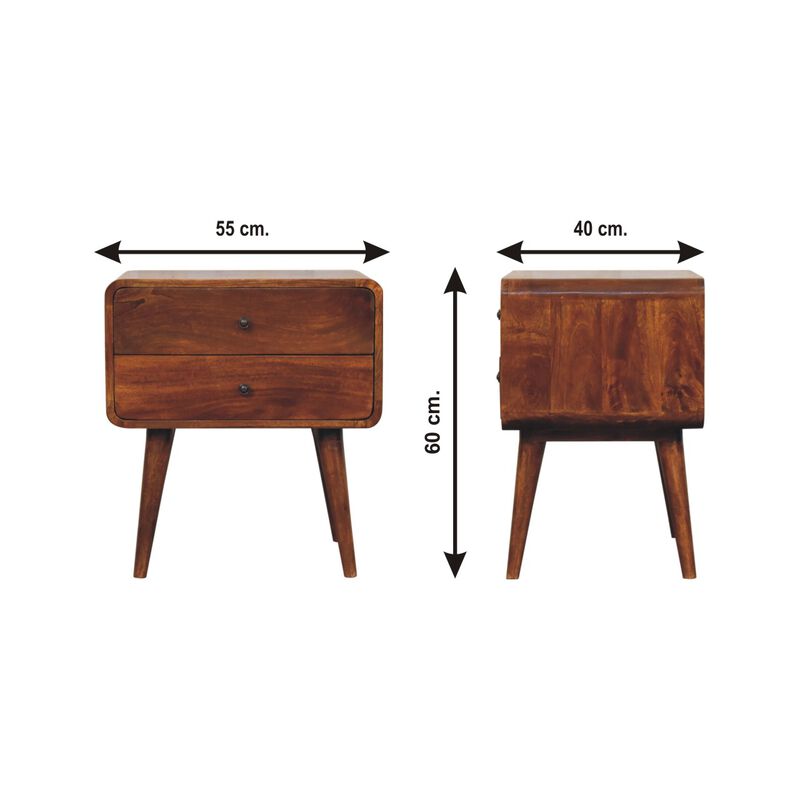 Artisan Furniture Solid Wood Large Curved Chestnut Bedside