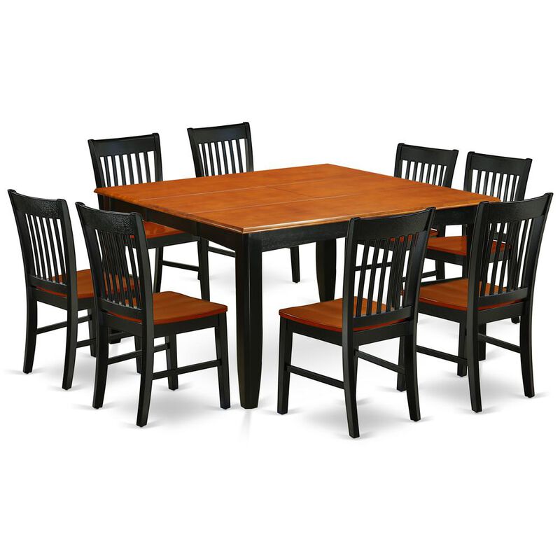 East West Furniture Dining Room Set Black & Cherry, PFNO9-BCH-W
