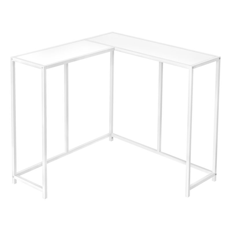 Monarch Specialties I 2160 Accent Table, Console, Entryway, Narrow, Corner, Living Room, Bedroom, Metal, Laminate, White, Contemporary, Modern
