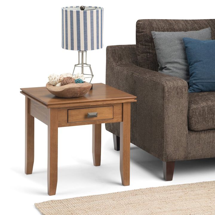 Simpli Home Artisan Solid Wood End Table In Honey Brown