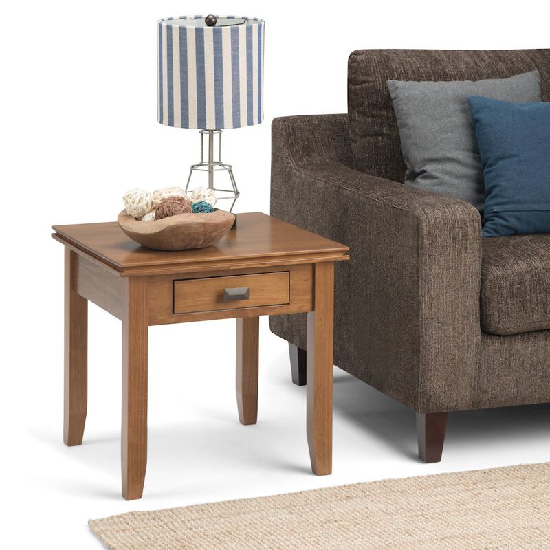 Simpli Home Artisan Solid Wood End Table In Honey Brown