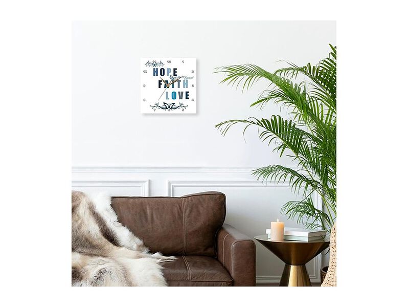 Hope Faith Love Blue Butterflies Wall Clock 13 Inch Silent Home Decor image number 2