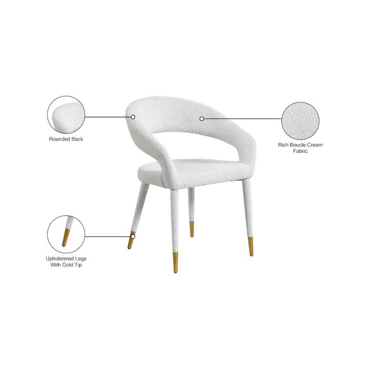 Meridian Furniture Destiny Cream Boucle Fabric Dining Chair