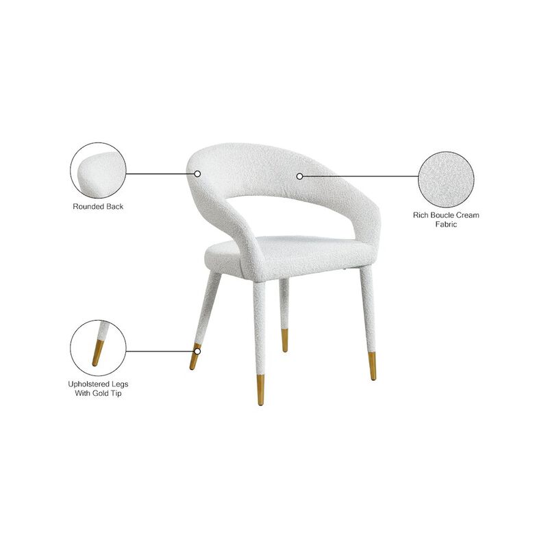 Meridian Furniture Destiny Cream Boucle Fabric Dining Chair