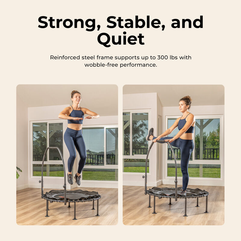 Sunny Health & Fitness Active Quiet Fitness 40" Trampoline with Adjustable Stability Handlebar image number 4
