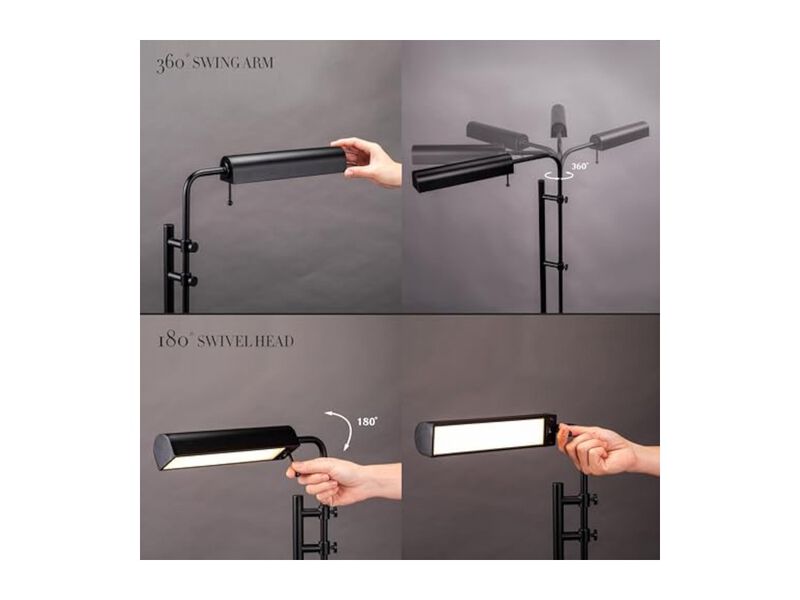 Industrial Desk Lamp LED Adjustable Reading Black Living Room Office image number 3