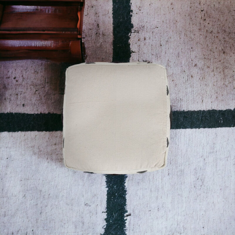 Handcrafted Cotton Geometric Pouf – Ottoman Accent Seat for Home Décor