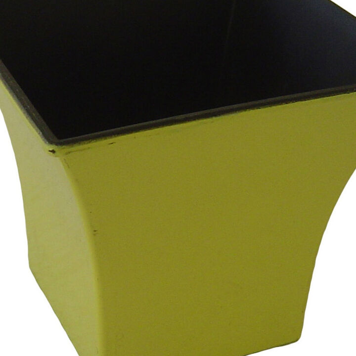 HomeRoots 5" Yellow Recycled Plastic Indoor Outdoor Square Pot Planter