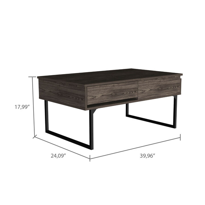 Fair Isle 1-Drawer Rectangle Liftable Top Coffee Table Dark Walnut