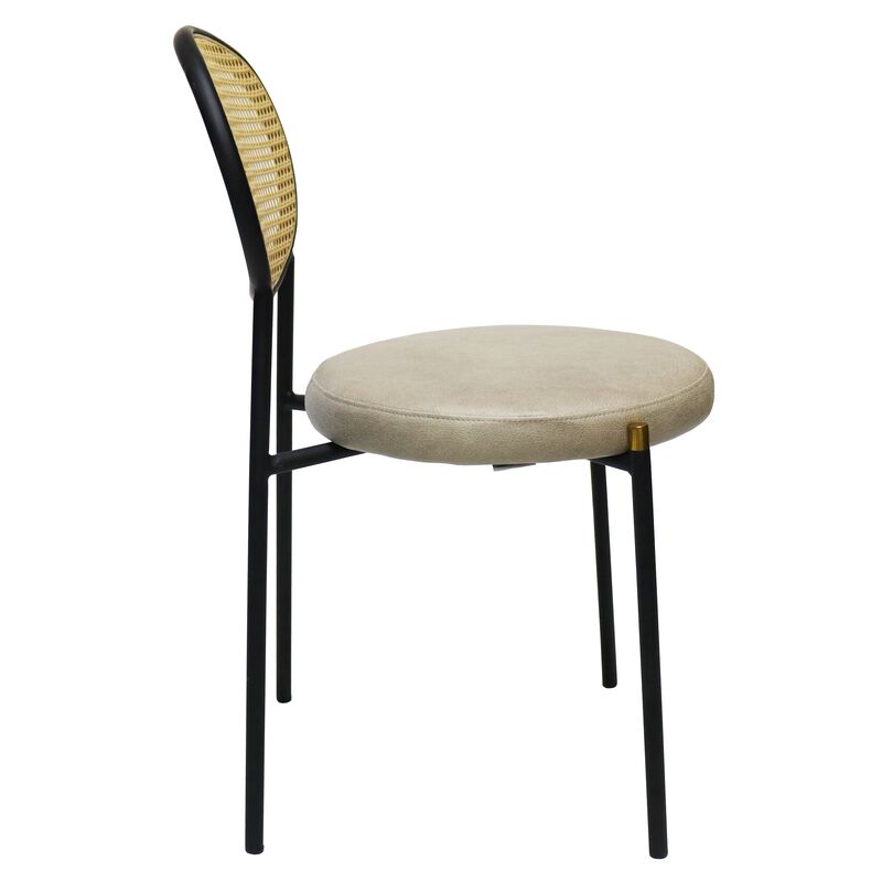 LeisureMod Euston Modern Dining Chair with Wicker Back and Leather Seat, Indoor Kitchen, Dining Room, Home, Contemporary Side Chair Seating