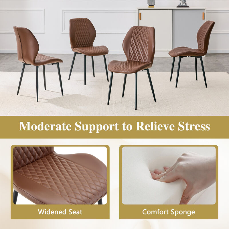 Whisen 4-Pack PU Leather Dining Chairs with Metal Legs, Light Luxury Upholstered Accent Chairs for Dining Room, Office, Study image number 5