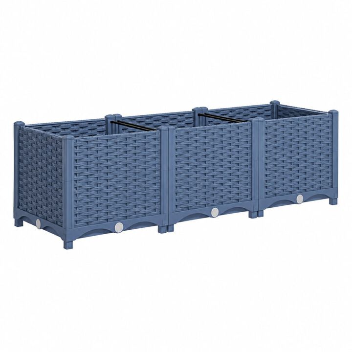 WOW PIONEER Outdoor Raised Garden Bed Plastic Planter Box with Drainage Holes for Vegetables Herbs Indoor Outdoor Gardening Use