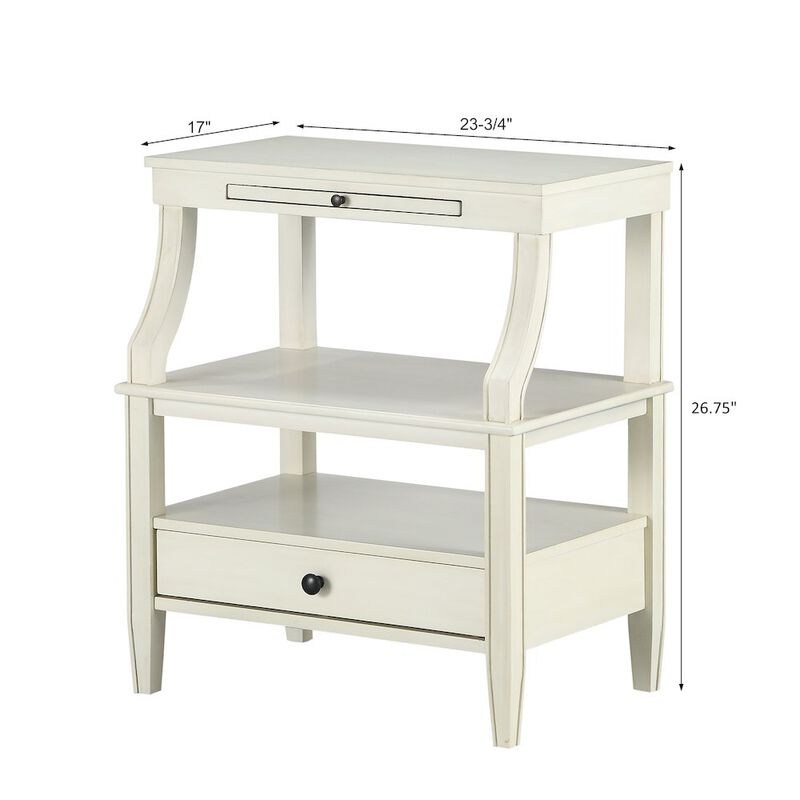 Comfort Pointe Newton Antique White Storage Nightstand