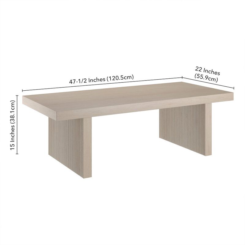 Hudson&Canal Soren 48 Wide Rectangular Coffee Table in Alder White