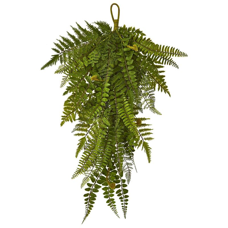 Nearly Natural 28-in Fern Artificial Teardrop (Set of 2)