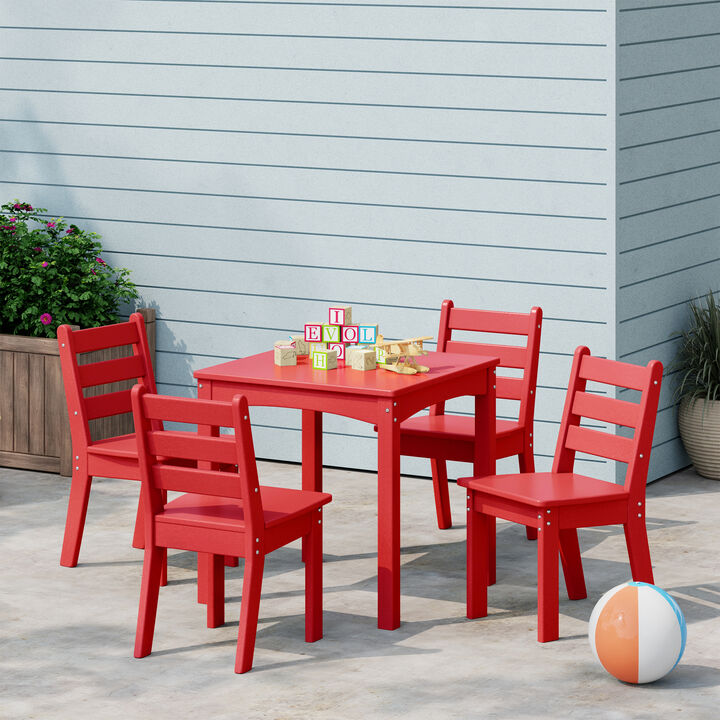 WestinTrends Kids 5-Piece HDPE Dining Table and Chairs Set
